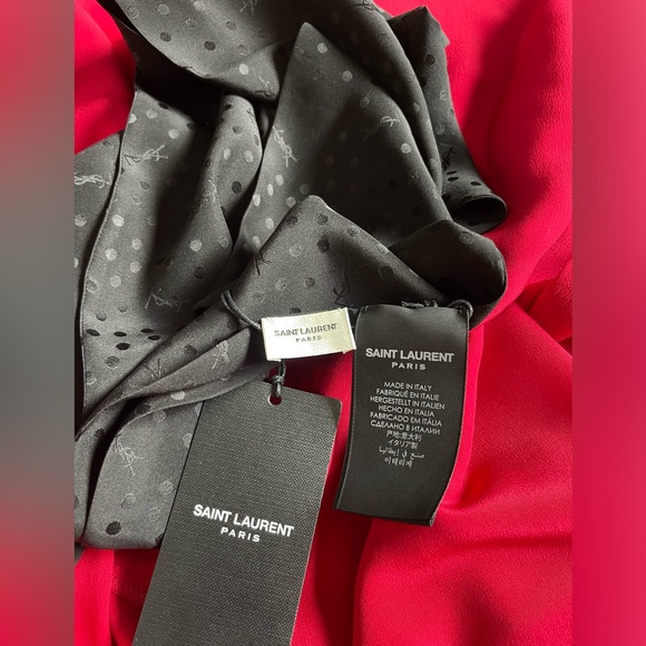 New SAINT LAURENT Dotted Black Scarf in Silk Jacquard🖤 - Picture 8 of 13